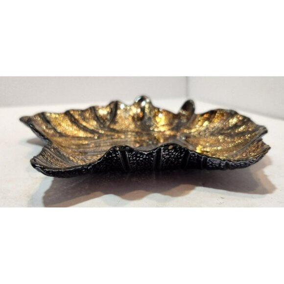 Yankee Candle Decorative Glass Gilded Leaf Shaped Candle Tray Trinket Dish - Picture 2 of 9